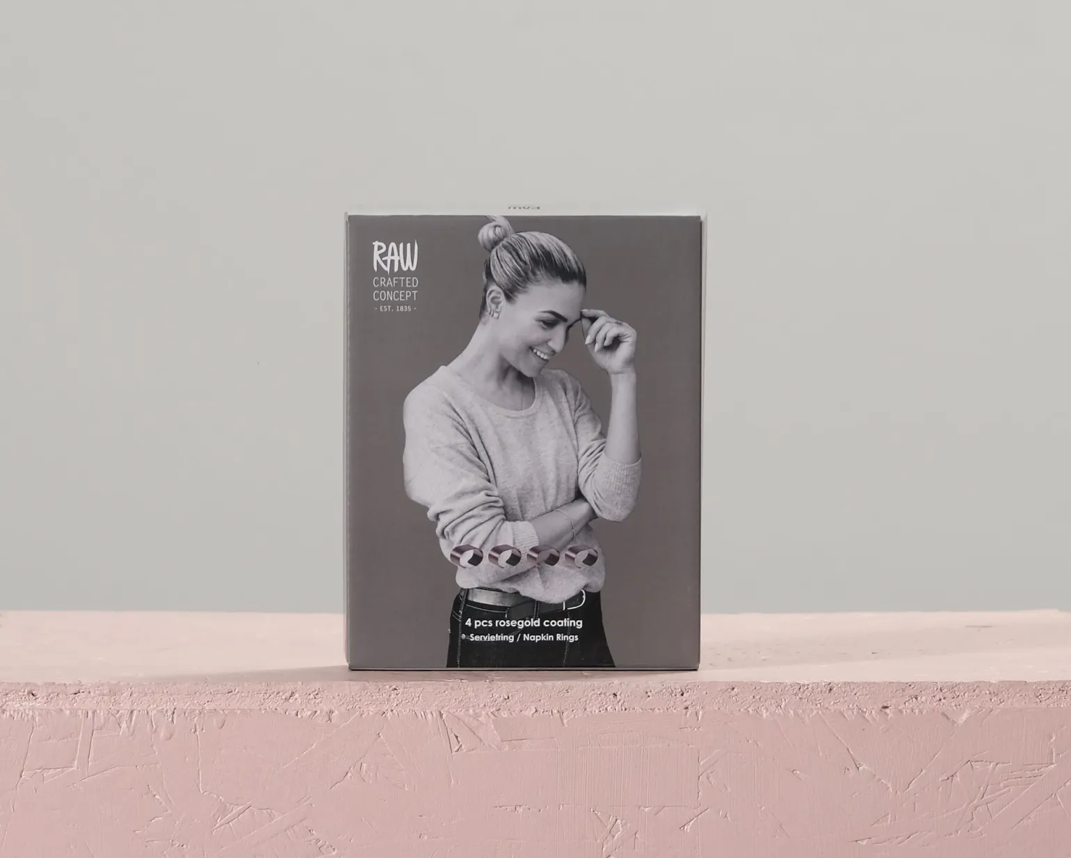Aida Raw servetthållare roséguld, set om 4