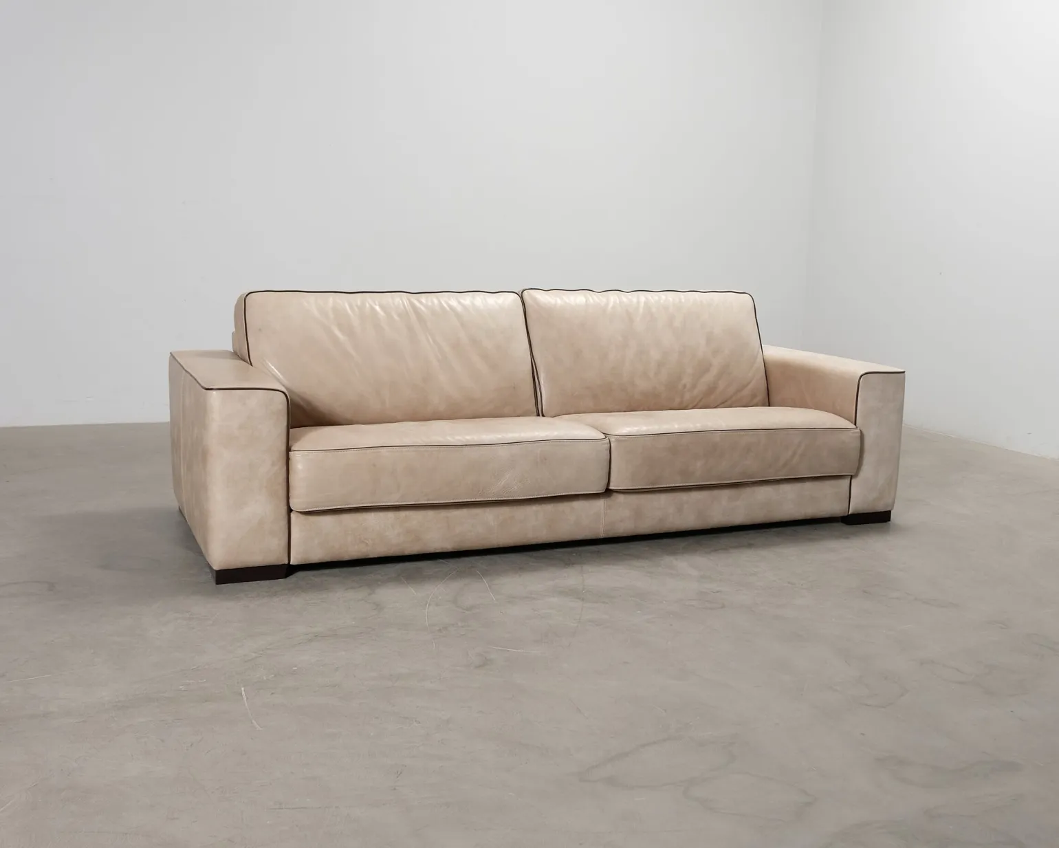 Boknäs 2,5-sits lädersoffa beige