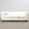 Chesterfield Lyx 3-sits sammetssoffa ljusbeige