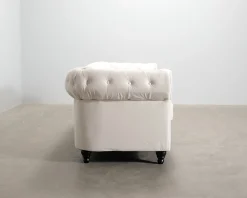 Chesterfield Lyx 3-sits sammetssoffa ljusbeige