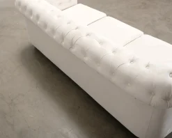 Chesterfield Lyx 3-sits sammetssoffa ljusbeige