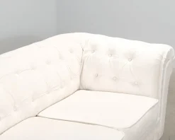 Chesterfield Lyx 3-sits sammetssoffa ljusbeige