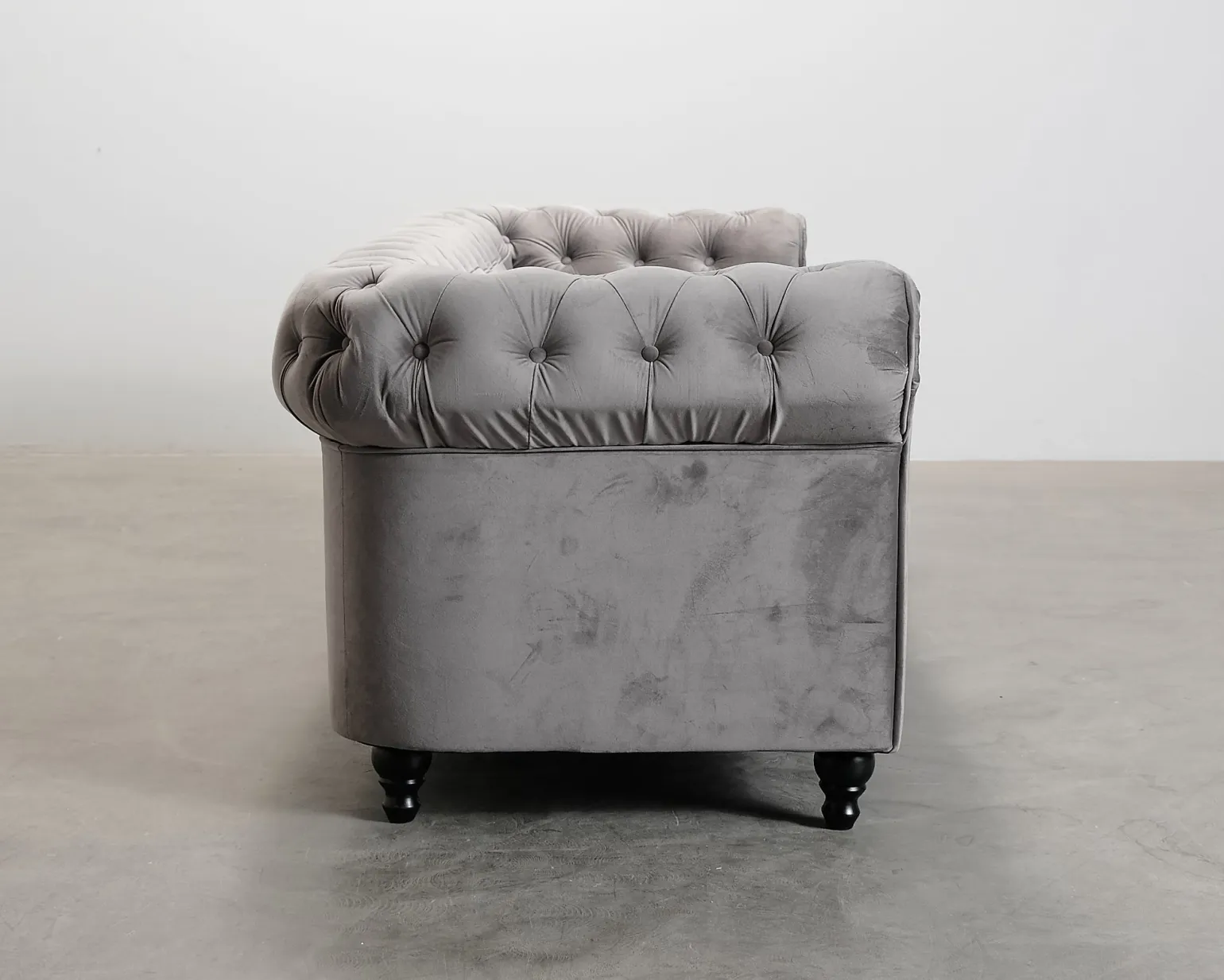 Chesterfield Lyx 3-sits soffa grå