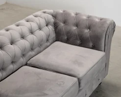 Chesterfield Lyx 3-sits soffa grå