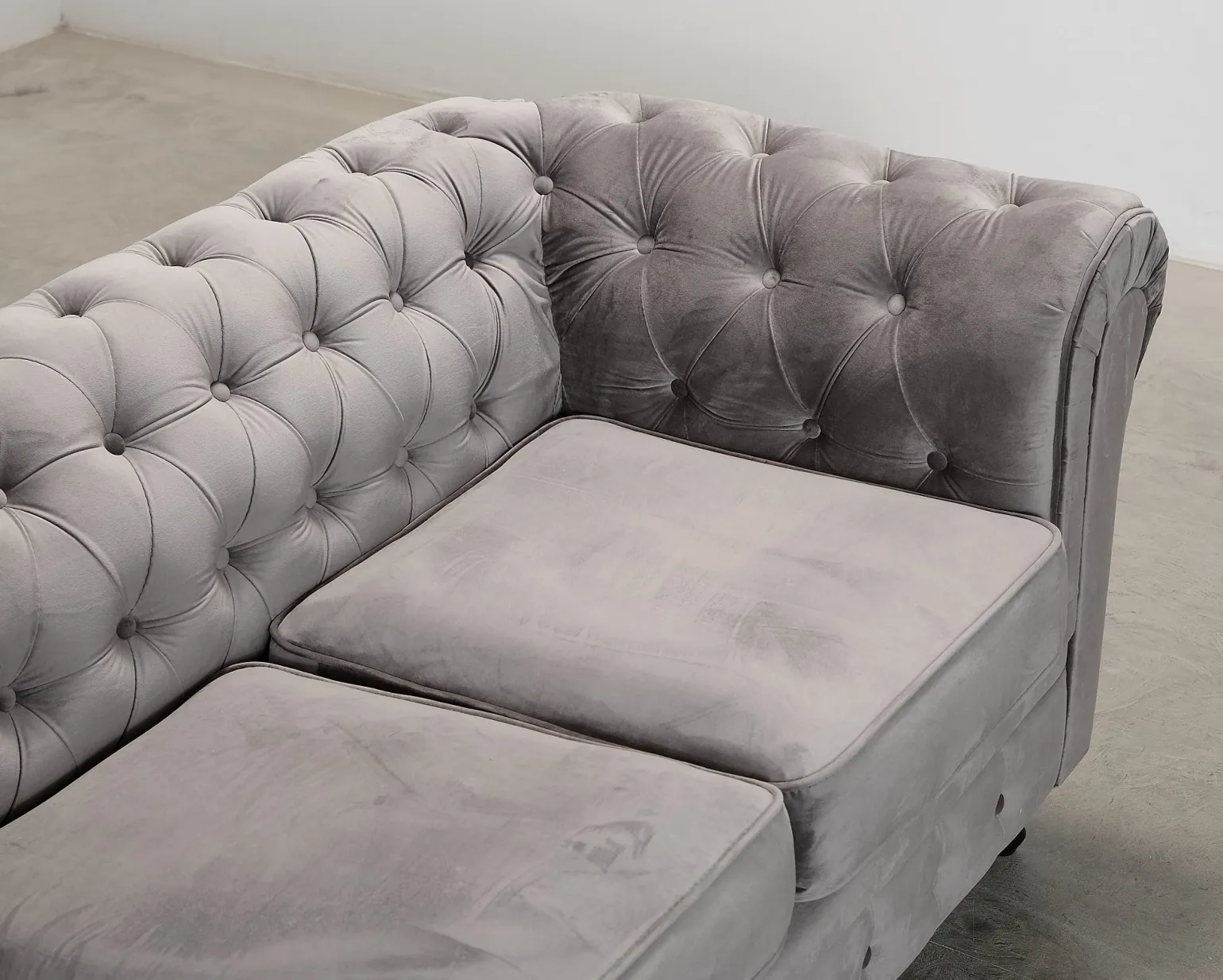 Chesterfield Lyx 3-sits soffa grå