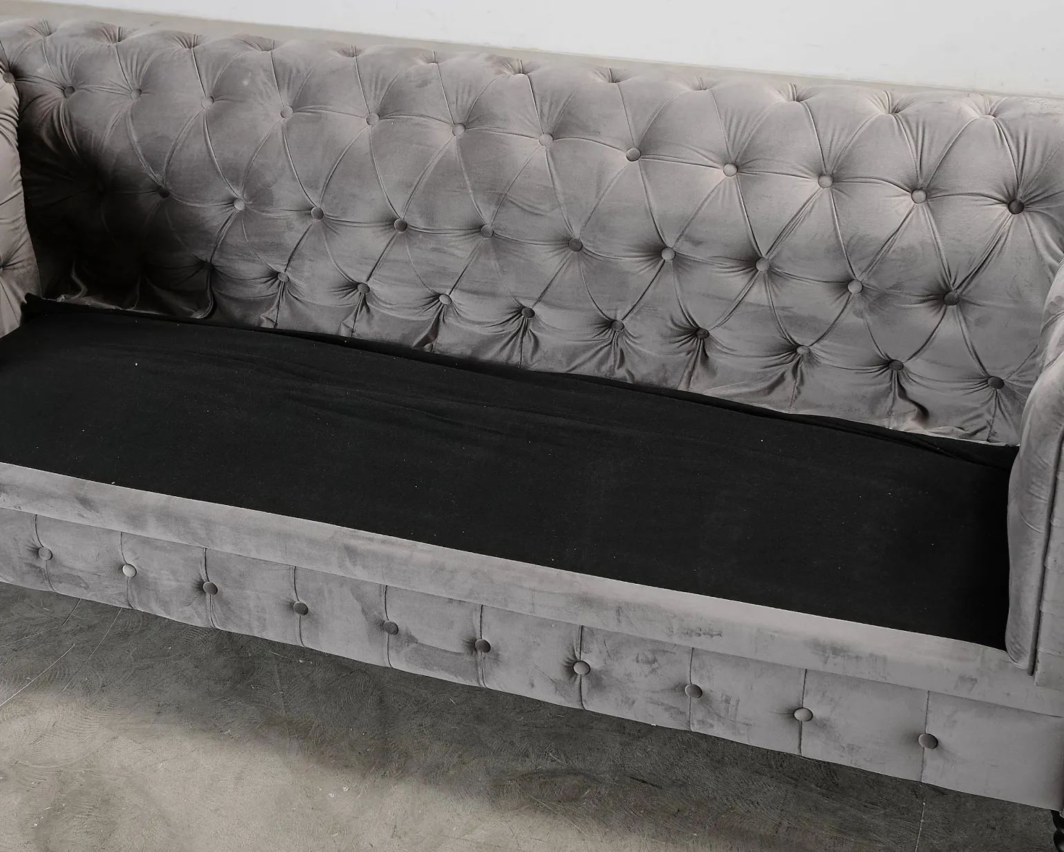 Chesterfield Lyx 3-sits soffa grå