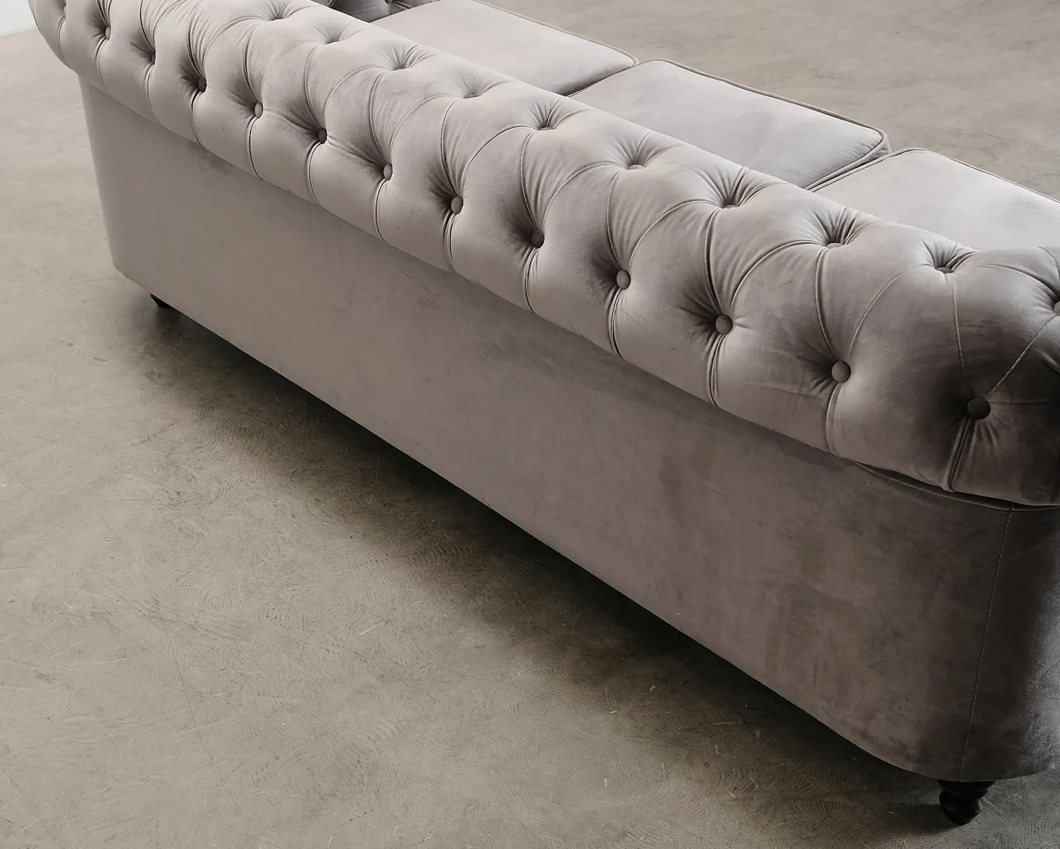 Chesterfield Lyx 3-sits soffa grå
