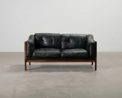 Futura Möbler Monte Carlo 2-sits vintage soffa svart läder