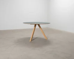 HAY CPH20 matbord ø 120 cm ek / grön linoleum