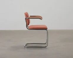 Knoll Cesca stol med armstöd röd / bok