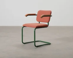 Knoll Cesca stol med armstöd röd / grön / bok