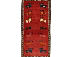 Old Figural Kashghai orientalisk matta 108 x 216 cm