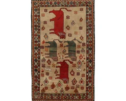 Old Figural Kashghai orientalisk matta 135 x 223 cm