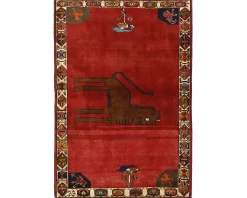 Old Figural Kashghai orientalisk matta 129 x 189 cm