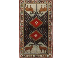 Old Figural Kashghai orientalisk matta 113 x 208 cm