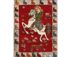 Old Figural Kashghai orientalisk matta 110 x 148 cm