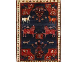 Old Figural Kashghai orientalisk matta 152 x 220 cm