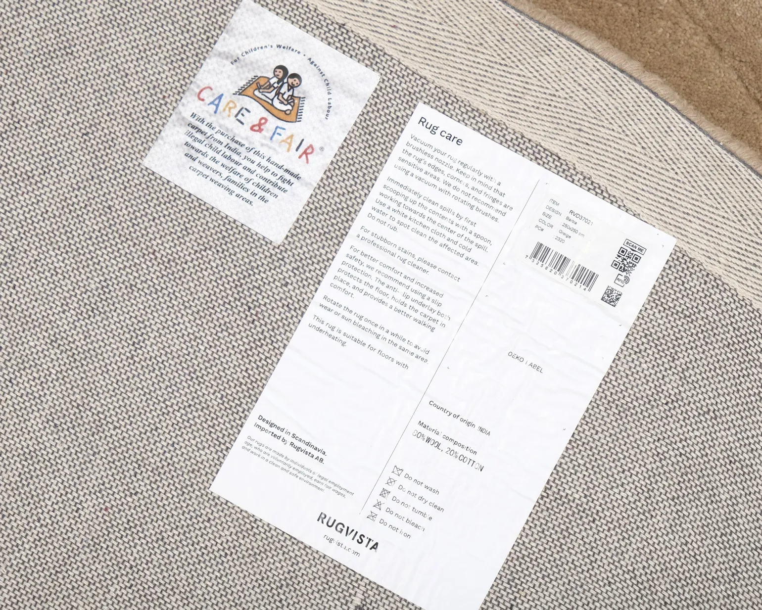 Rugvista Premium Barba runt ullmatta ø 250 cm beige