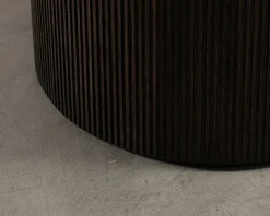 Sidobord ø 50 cm mörk ek / grå marmor.