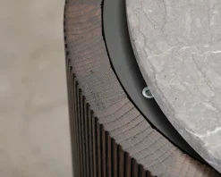 Sidobord ø 50 cm mörk ek / grå marmor.