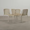Trädgårdsstol beige, set om 4