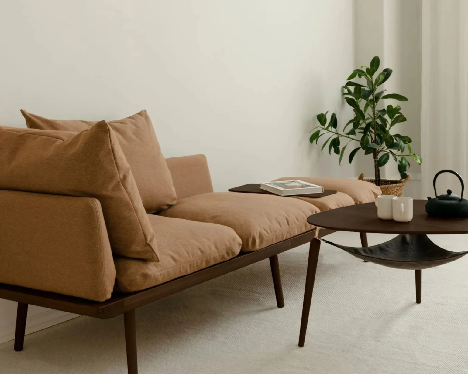 Umage Lounge Around 3-sits soffa mörkbetsad ek / Sugar Brown