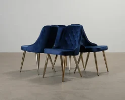 Velvet Deluxe matstol blå / guld, set om 2