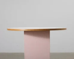 Vintage bordsskiva ø 120 cm vit laminat