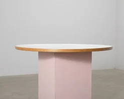 Vintage bordsskiva ø 120 cm vit laminat