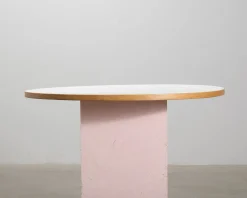 Vintage bordsskiva ø 120 cm vit laminat