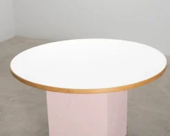 Vintage bordsskiva ø 120 cm vit laminat