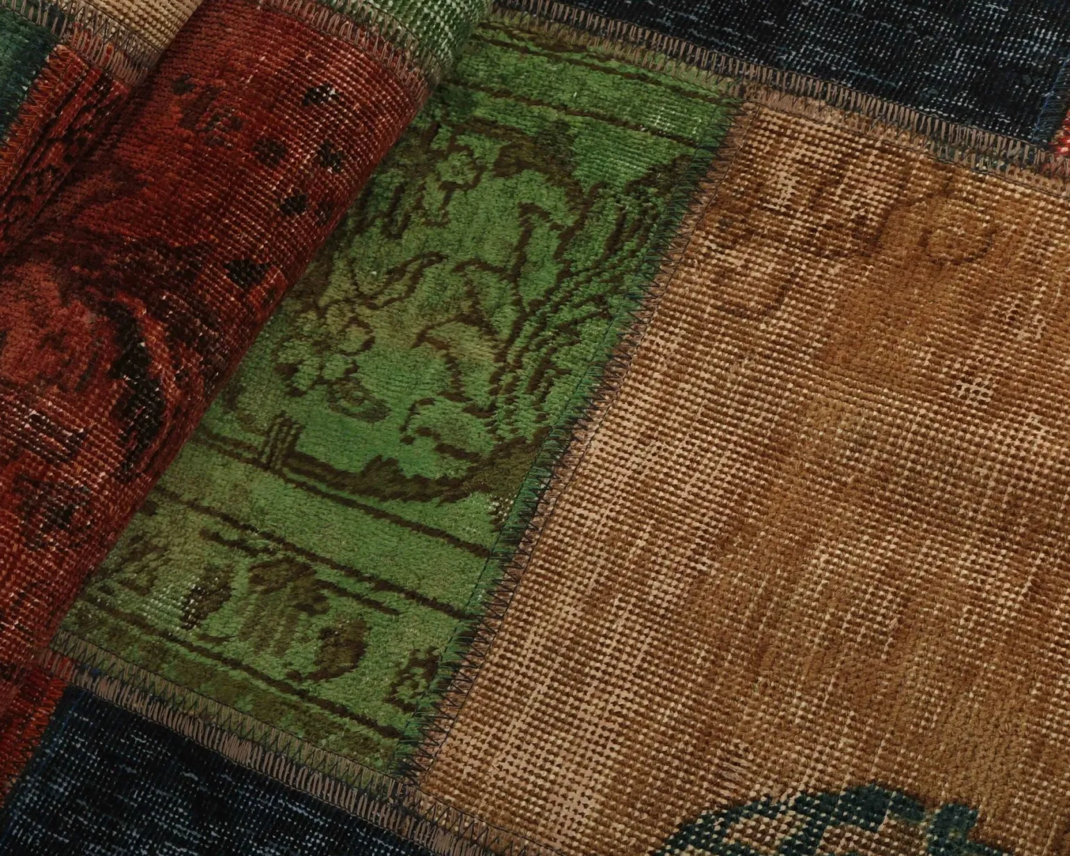 Vintage Patchwork orientalisk matta ø 200 cm